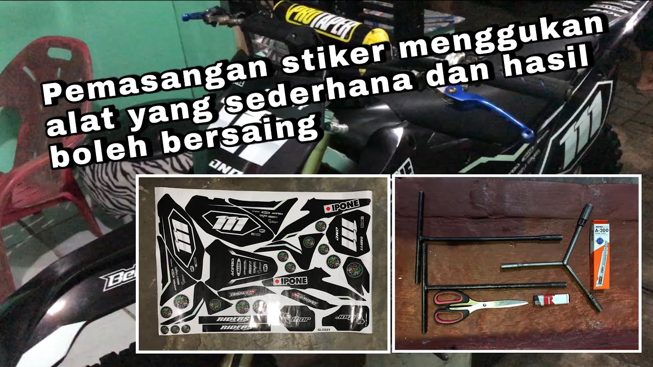 PEMASANGAN STIKER  DI MOTOR  TRAIL  YouTube