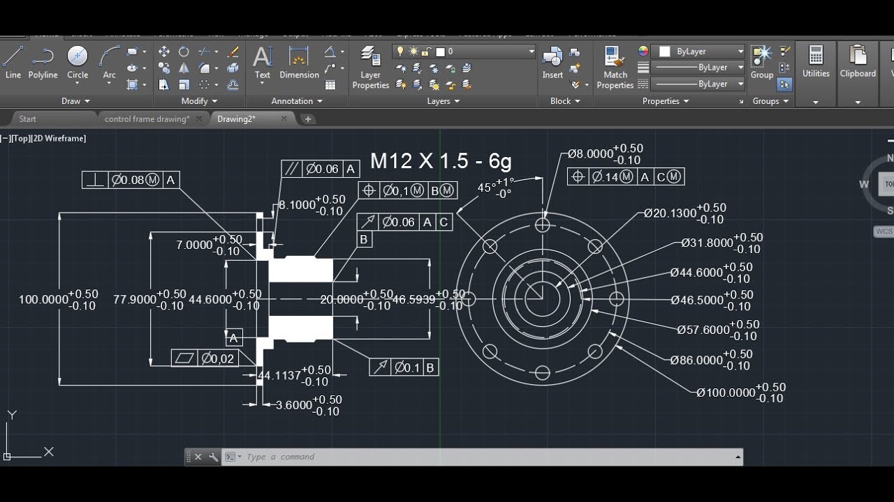 AUTOCAD 2D DRAWING USED IN EVERY COMPANY | FEATURE CONTROL FRAME - YouTube