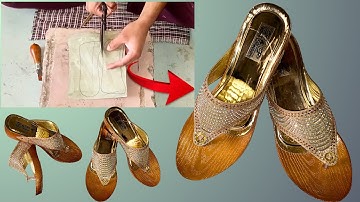 DIY  Stylish Swarovski Wedge Heel Sandal | Process Of Wedge Heel  Sandal Making With Simple Tools