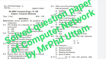 Computer Network solved question paper of DCSE 5th sem Hsbte board  by MrPhd