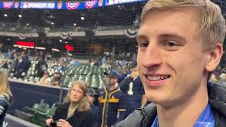 Jordan Stolz at Brewers opening day 2026