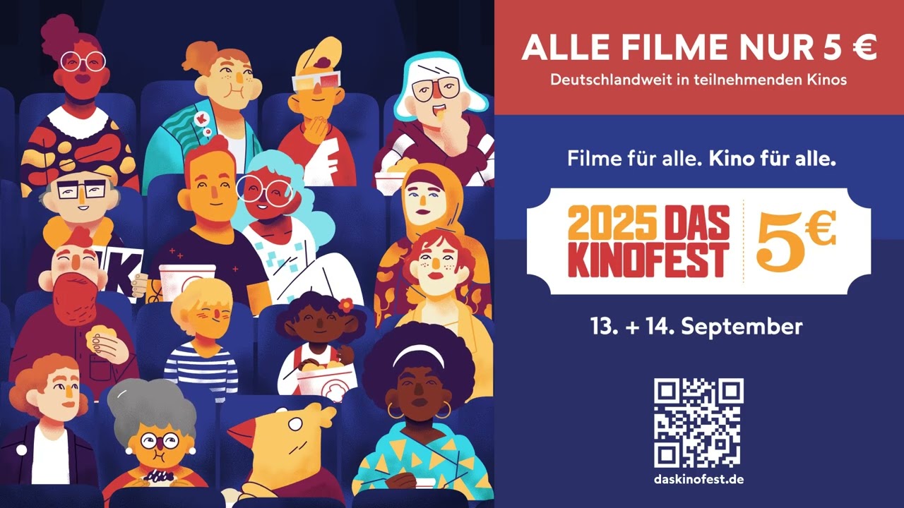 DAS KINOFEST 2025 am 13. und 14. September. Wie jedes Jahr gilt: Alle Filme. Alle Plätze: Nur 5€!