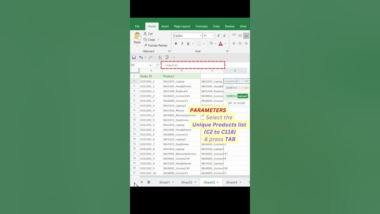 Excel Extract Unique Items For Dynamic Data Validation Drop Down List