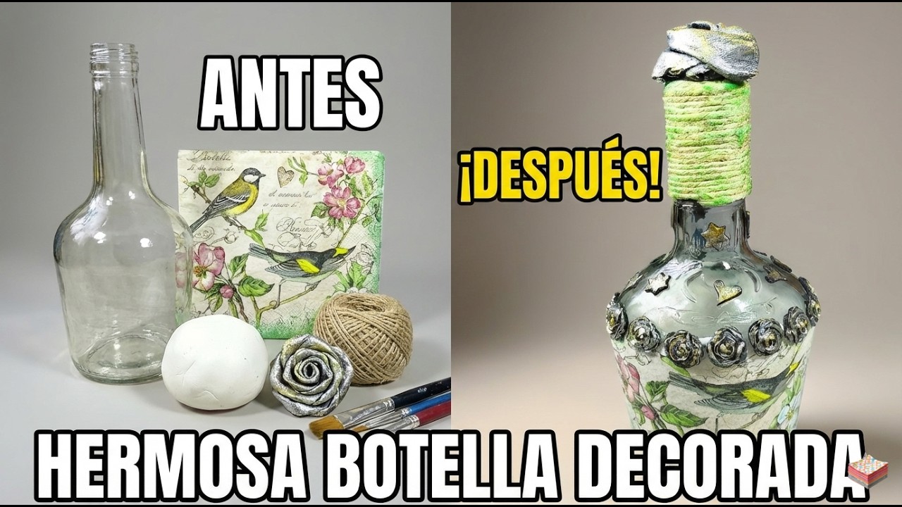 Cómo combinar Decoupage y Apliques de Porcelana Fría en Vidrio