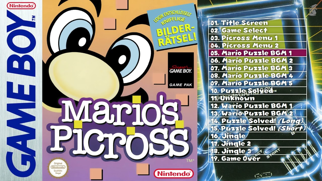 Mario's Picross Soundtrack (GB OST, 19 Tracks)