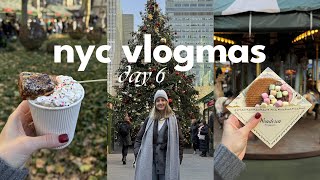 everything i ate at bryant park winter village 🎄 knitwear haul &  rockefeller tree | nyc vlogmas 6