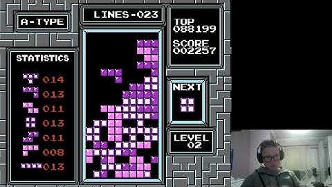 NES Tetris no rotation lvl0 start 41 lines [Former World Record]