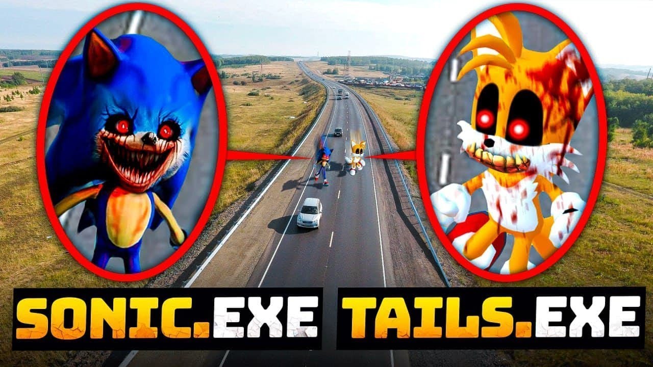 DRONE CATCHES TAILS.EXE AND SONIC.EXE RACING ON A HIGHWAY!