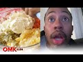 ‘OMKalen’: Kalen Reacts to a Hot Dog Waffle and Pineapple Potato Salad