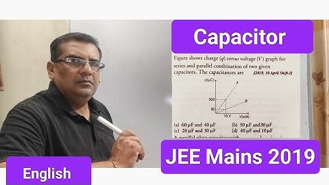 Figure shows charge (q) versus voltage (V) graph fro series and parallel combination of two given