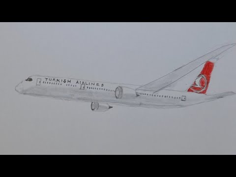 Yolcu Uçağı Nasıl Çizilir, Aircraft Drawing, Türk Hava Yolları Amblemli  Uçak Çizimi