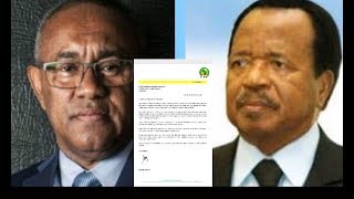 Voici la lettre de AHMAD Ahmad president de la CAF à S.E Paul Biya president  du Cameroun
