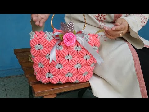 Tutorial Tas Tali Kur Motif Kerang- motif terbaru 2020 // macrame bag. 