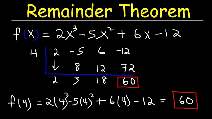 Remainder Theorem and Synthetic Division of Polynomials