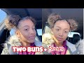 Two Buns + Edges on Curly Hair  Tutorial | Vlogmas Day 18