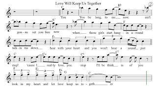 LOVE WILL KEEP US TOGETHER for flute or violin Sheet Music Play Along Backing Track /Lyrics / Chords