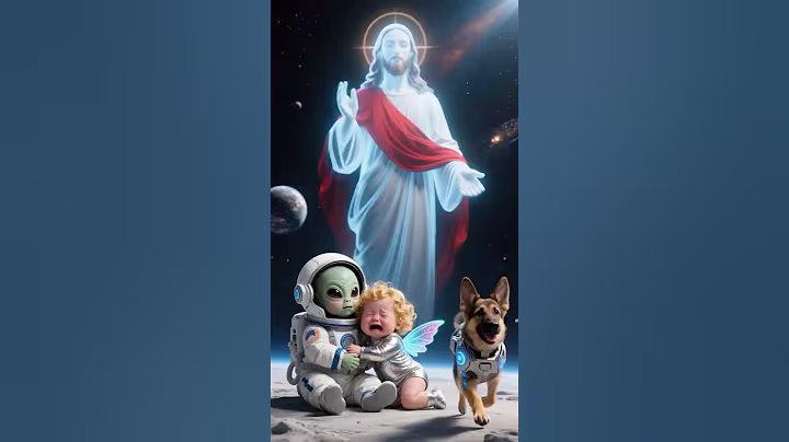 Puppy rescues elf and alien baby, Jesus appears.#cute #jesus #shorts #ai
