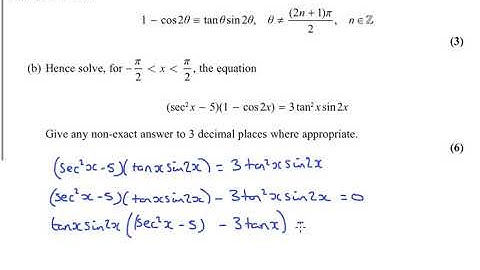 NEW! Edexcel June 2018 Pure Paper 2 q12 - Trigonometry