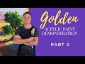 Golden ACRYLICS Painting Demonstration 🌞 (Full Lesson)