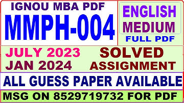 mmph 004 solved assignment 2024 / mmph 004 solved assignment 2023 / mmph 004 assignment 2023-24