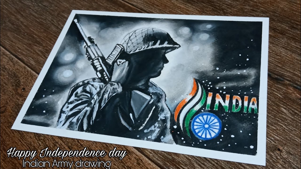 oil pastel drawing - Independence day drawing / Indian army ...