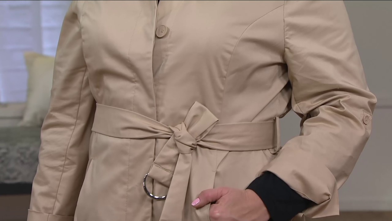 H by Halston Button Front Water Repellant Trench Coat on QVC YouTube