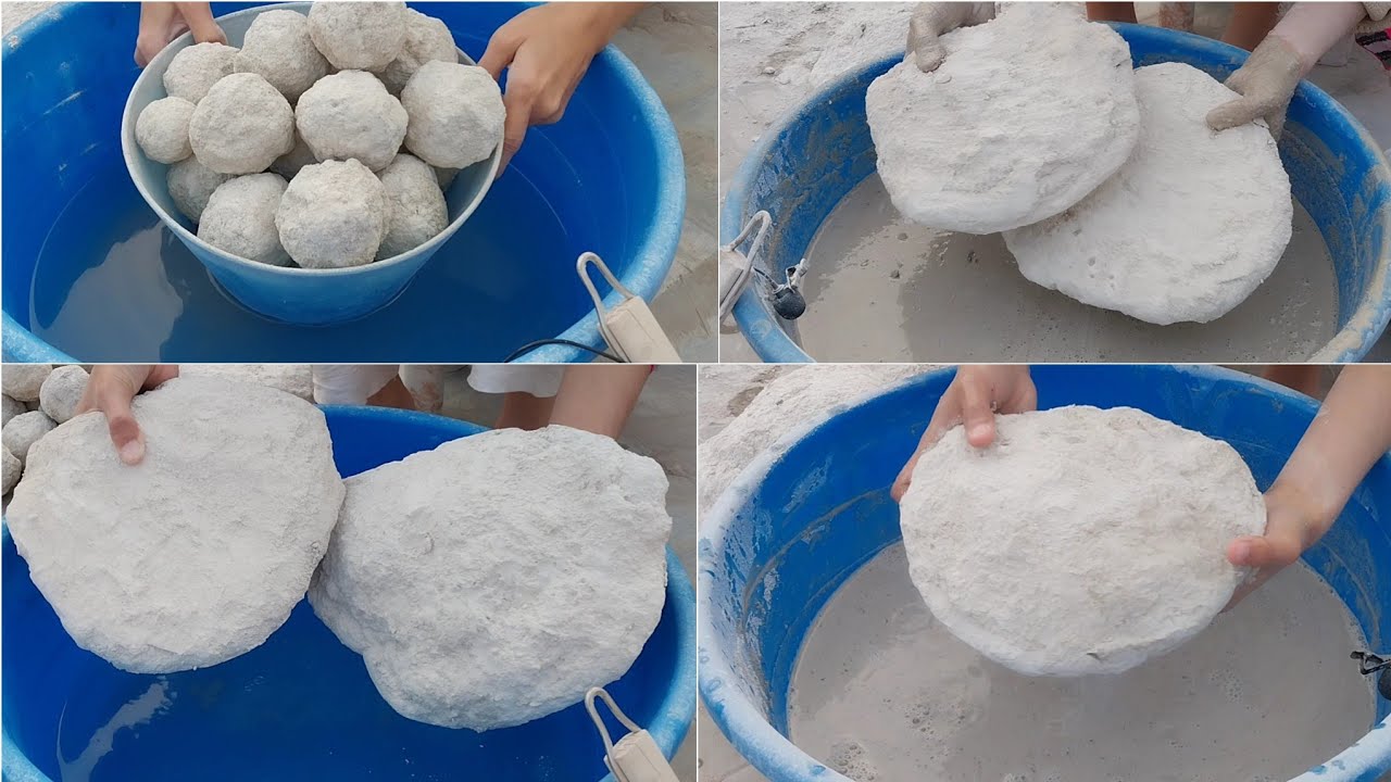 ASMR: Masterpiece white dirt handmade shapes water crumbling