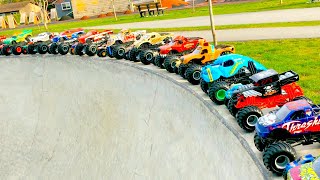 MONSTER JAM |  BIG & LITTLE MONSTER TRUCKS | HOT WHEELS SLIDE PLAY