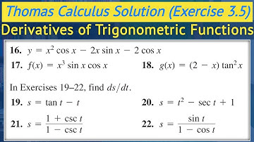 Derivative of trigonometric functions urdu | Thomas calculus exercise 3.5 Q16 to Q22 || Lec 35