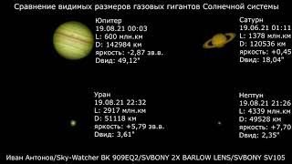 Планеты - гиганты Солнечной системы. Любительский телескоп Sky-WatcherBK909EQ2 + SVBONY SV105. 2021г
