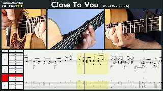 Close To You - (Burt Bacharach) - Tommy Emmanuel -  Guitar Tutorial Slow Played Tabs & Score chords