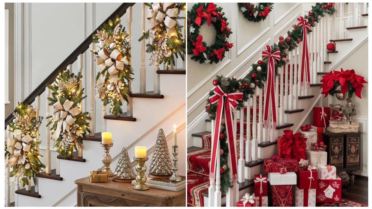 DECORAÇÃO DE NATAL PARA ESCADAS 🌟 60 Ideias encantadoras paravte INPSIRAR 🎅