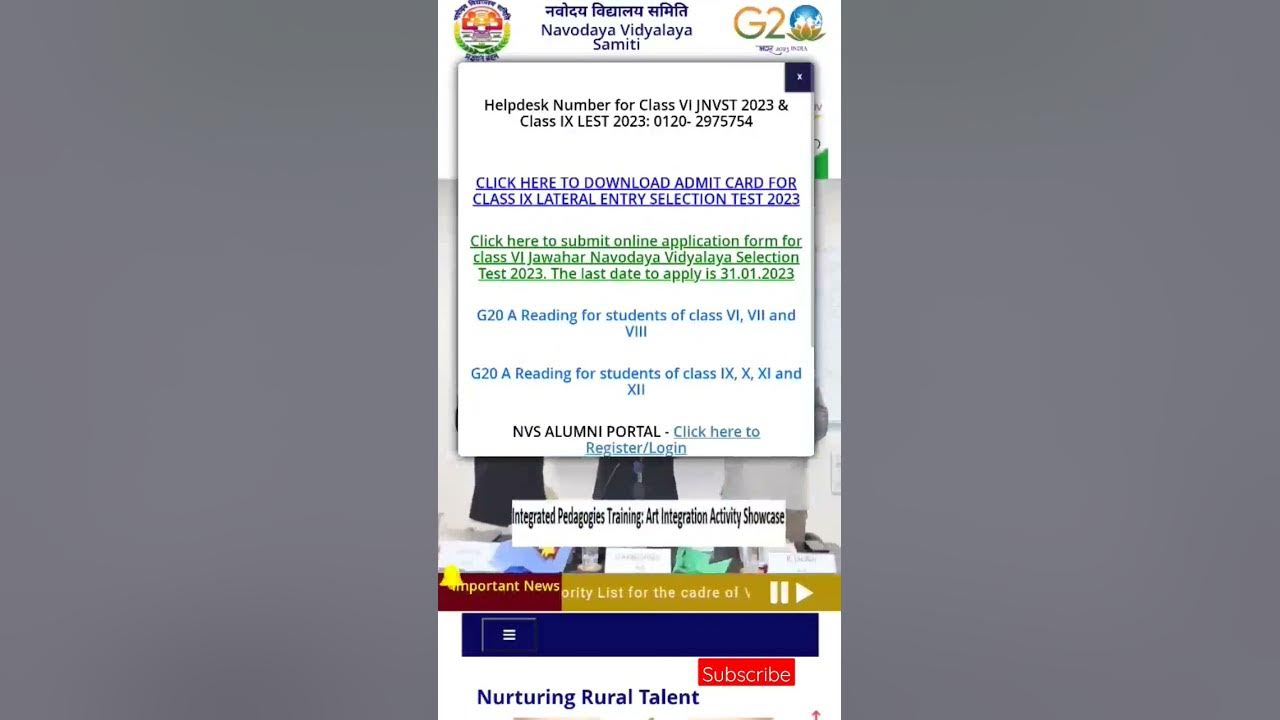 Class 9th jnvst 2023 download admit card lateral entery nvs 