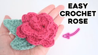 CROCHET THIS EASY ROSE WITH ME! step by step tutorial