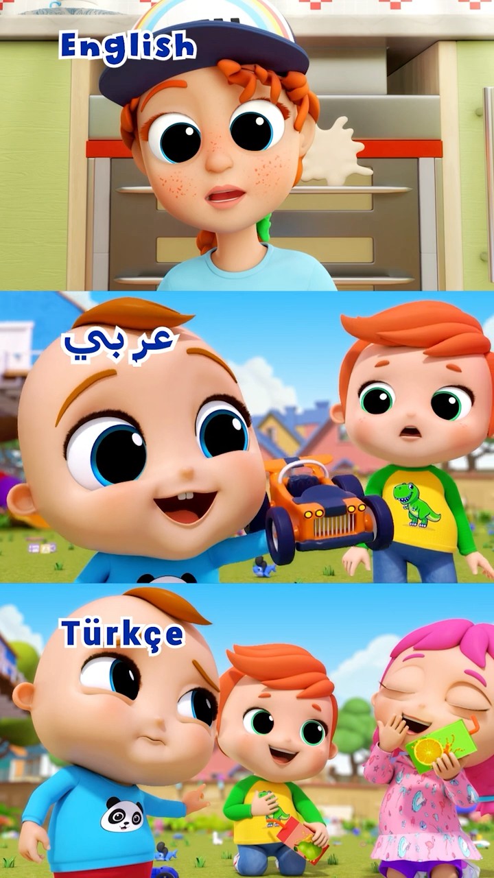 Learn languages with Baby John! Babysitter BUT in Arabic and Turkish #LittleAngel Nursery Rhymes