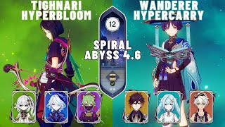 C0 Tighnari Hyperbloom & C0 Wanderer Hypercarry | Spiral Abyss 4.6 Floor 12 9 Stars | Genshin Impact