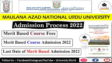 Manuu Merit Based Admission 2022 || Full Information- Last Date, Fees, Courses || @UniversityWorld