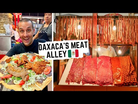 Amazing MEXICAN STREET FOOD | GRILLED MEAT ALLEY + Grasshopper tacos in OAXACA | UNIQUE OAXACAN FOOD