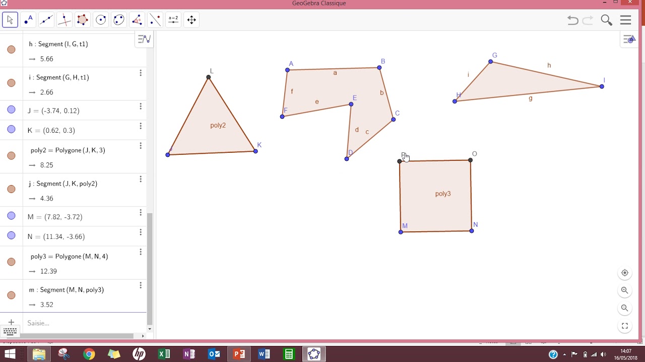 Geogebra Leçon 5 - Polygone par Jean-Luc DELBANI