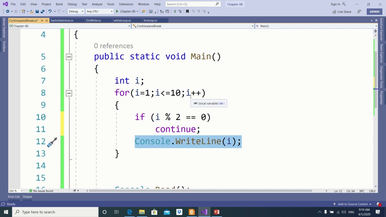 Break and continue and logical operators - YouTube