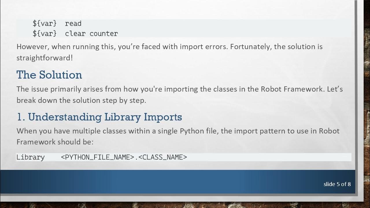 How to Import Methods from Two Different Classes in Robot Framework ...