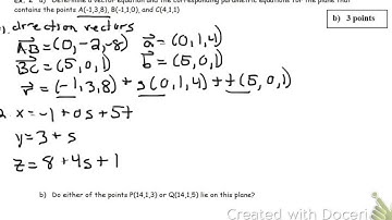 8.4 Vector & Parametric Equations of a Plane