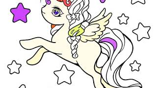Unicorn in magical land colouring GIF