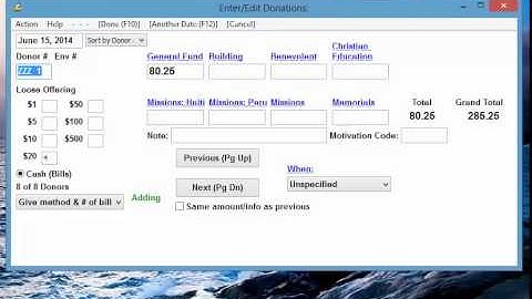 Enter, edit and delete donations in Donarius
