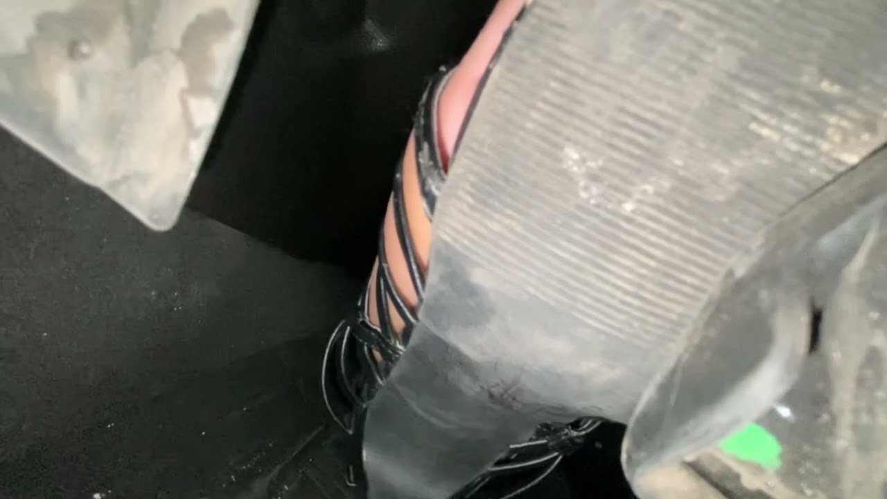 Drive in high heels sandals under pedal