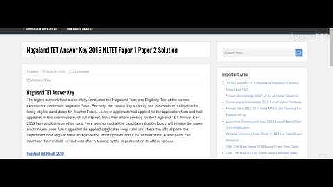 Nagaland TET Answer Key