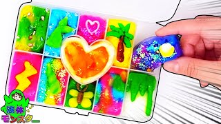 ぷにデコ スライムパレット開封！カラフルなユニコーンや人魚を手作りDIYアレンジ【自分だけのオリジナル】液体モンスター