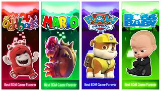 Tiles hop Edm Rush 🎶 Odd bods vs Mario vs Paw Patrol vs Boss Baby