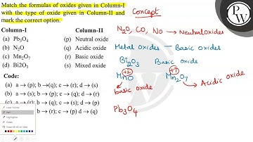 Match the formulas of oxides given in Column-I with the type of oxi...