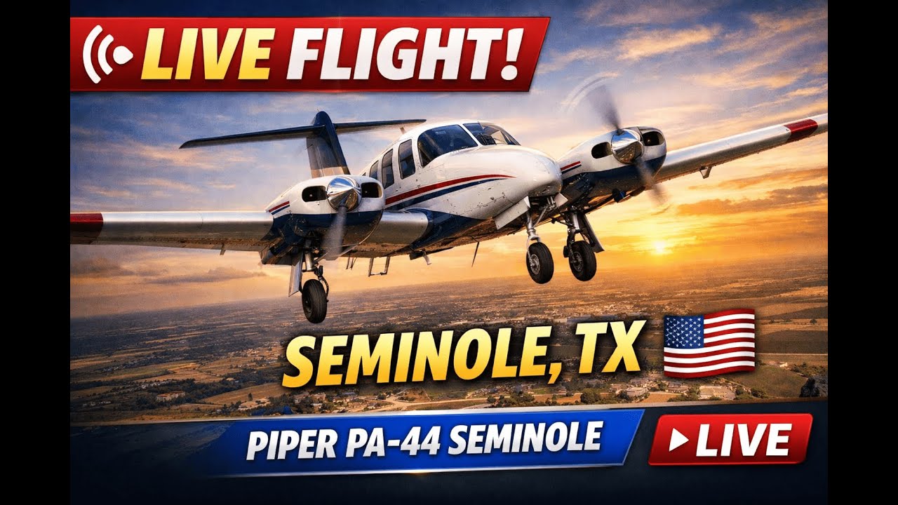 Live Flight to Seminole, Texas 🇺🇸 | Piper PA-44 Seminole Approach